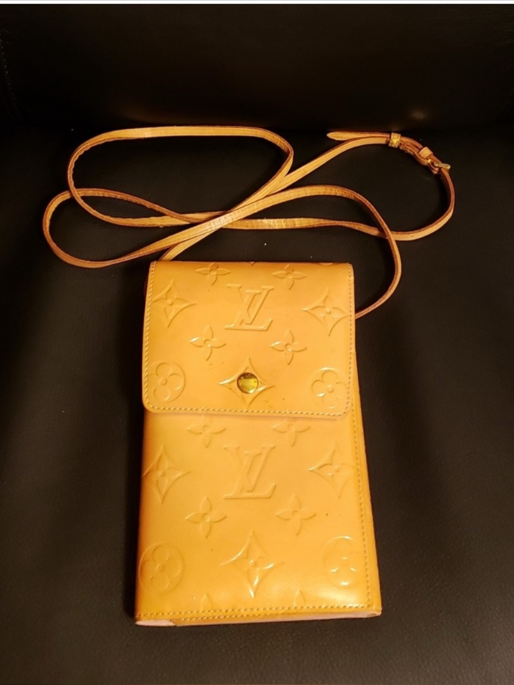Louis Vuitton Yellow Tan Embossed Monogram Crossbody Pouch